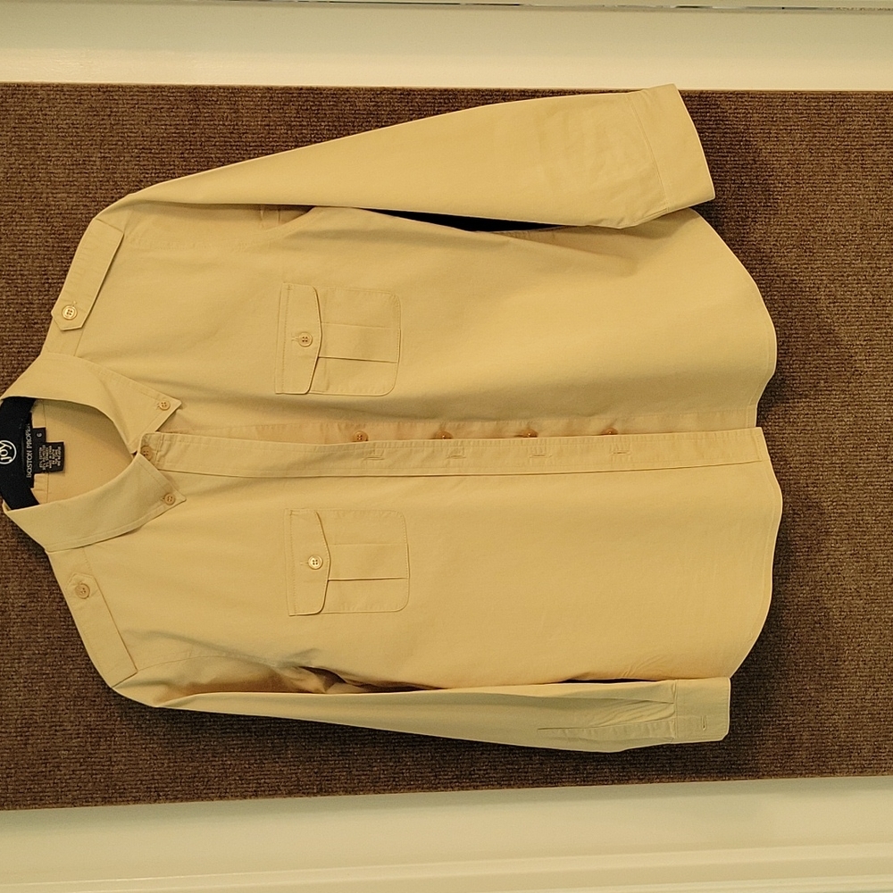 Boston Proper Tan 3/4 Sleeve Button Down Shirt